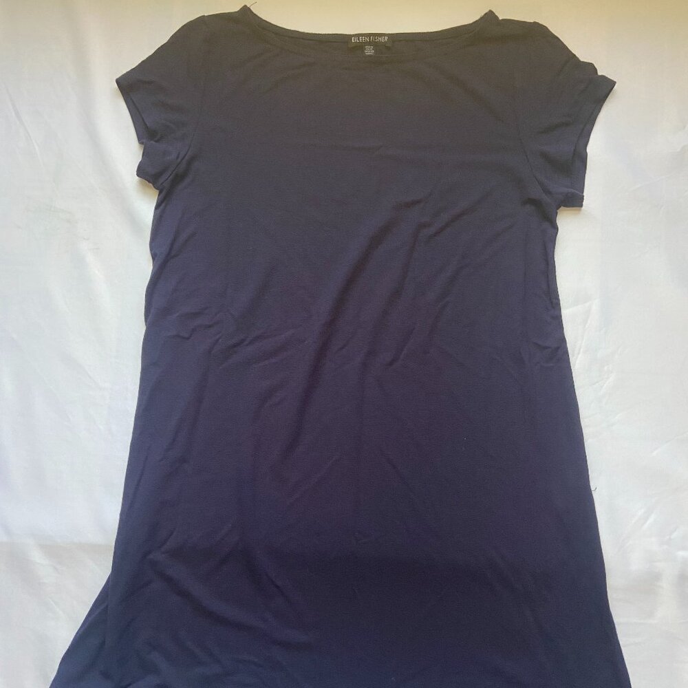 Eileen Fisher Tunic Top Boxy Fit Shirt Blouse in Navy Blue Size XS Viscose